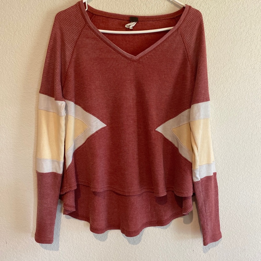 We The Free By Free People Ribbed Thermo Oversized Henley Blouse TP + XS - Picture 6 of 11